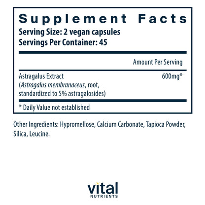 Vital Nutrients Astragalus Root Extract – Vegan Immune Support, 300 mg, 90 Veg Caps