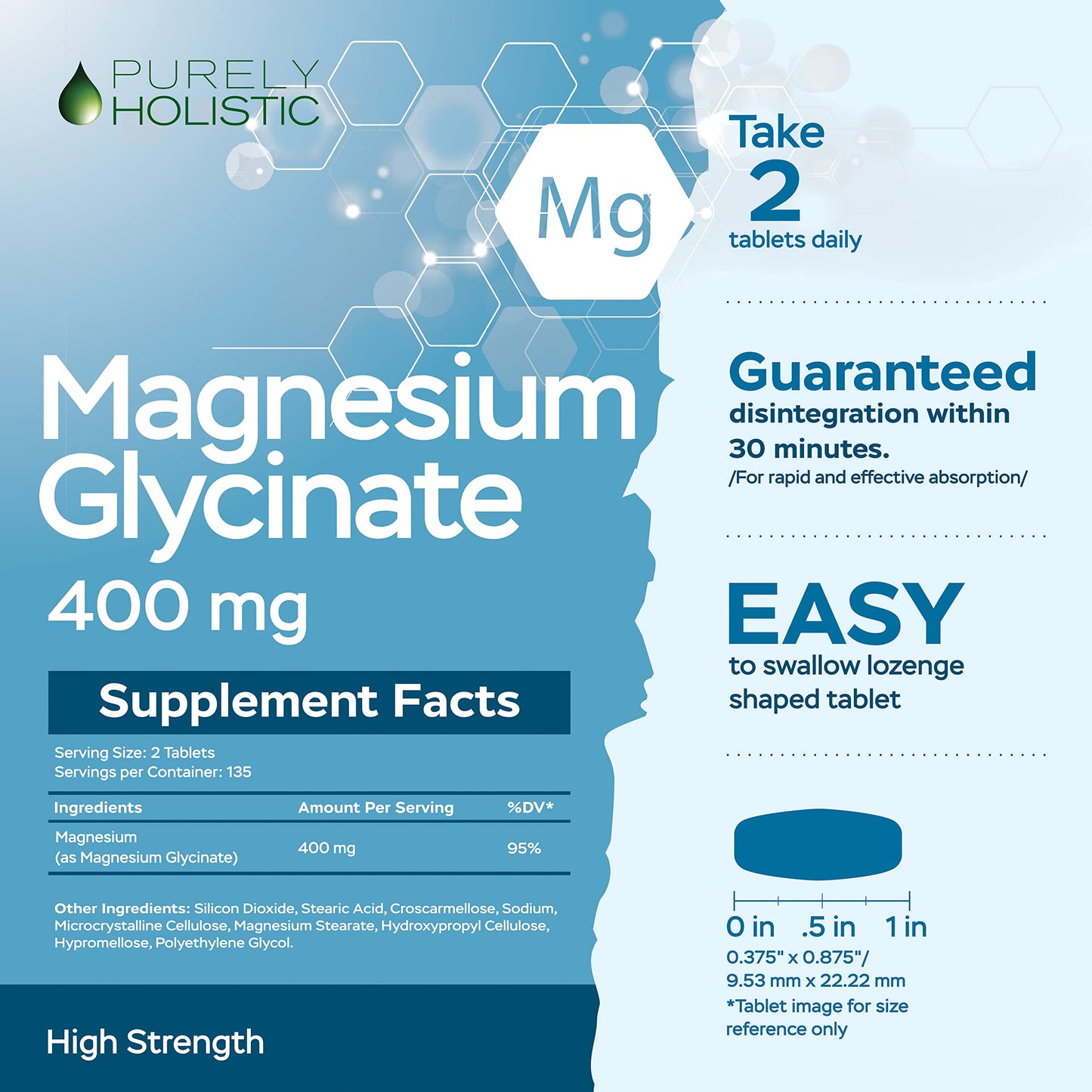 Magnesium Glycinate 400mg – 270 Tablets | High Bioavailability & Vegan
