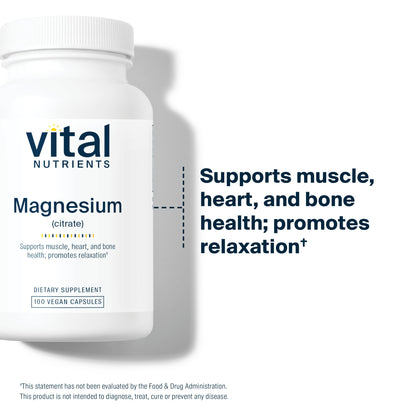 Vital Nutrients Magnesium Citrate 150mg – Supports Sleep, Relaxation & Health | Vegan, Gluten & Dairy Free | 100 Capsules