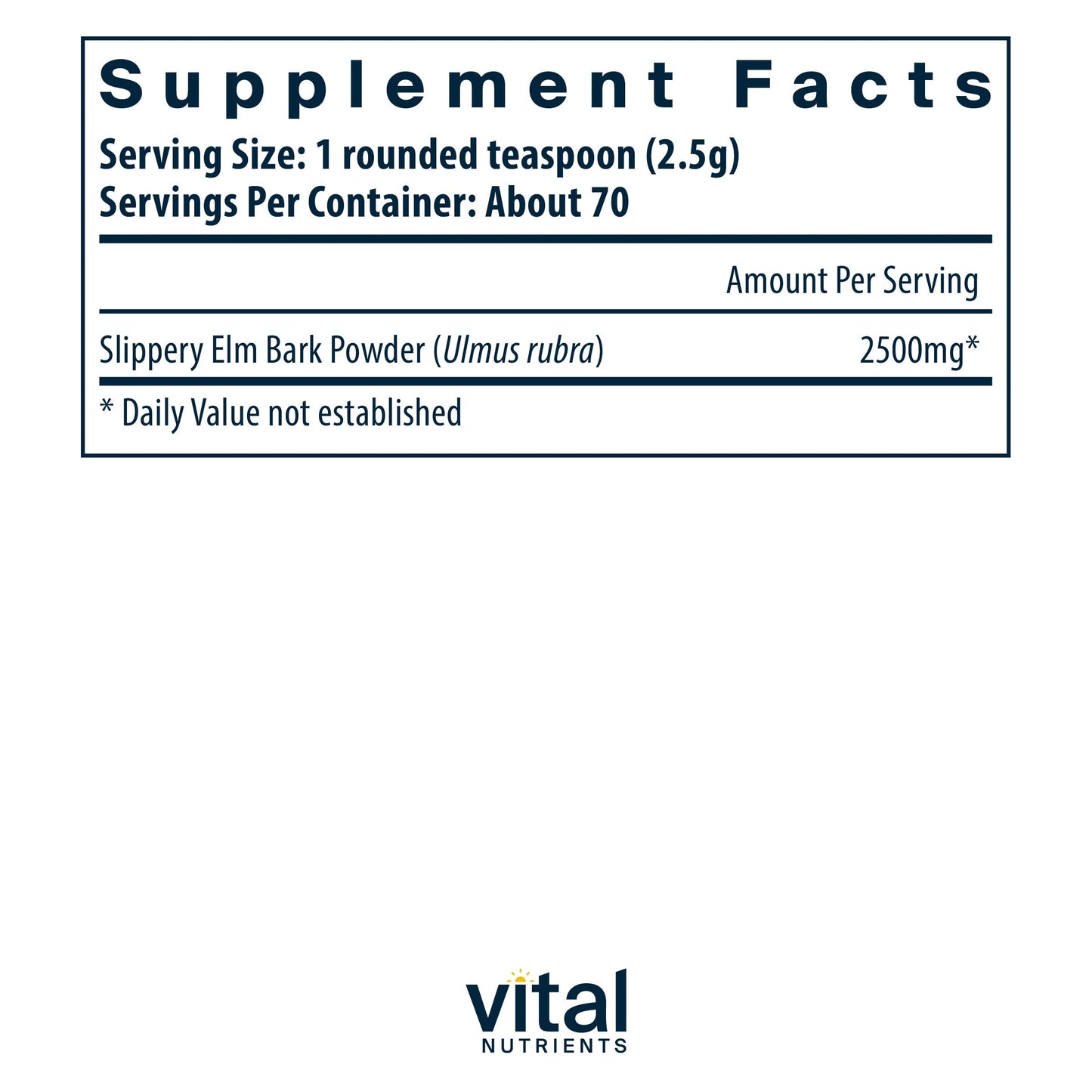 Vital Nutrients Slippery Elm Bark Powder 2500mg - Leaky Gut Support, Vegan, Non-GMO, Gluten/Dairy/Soy Free