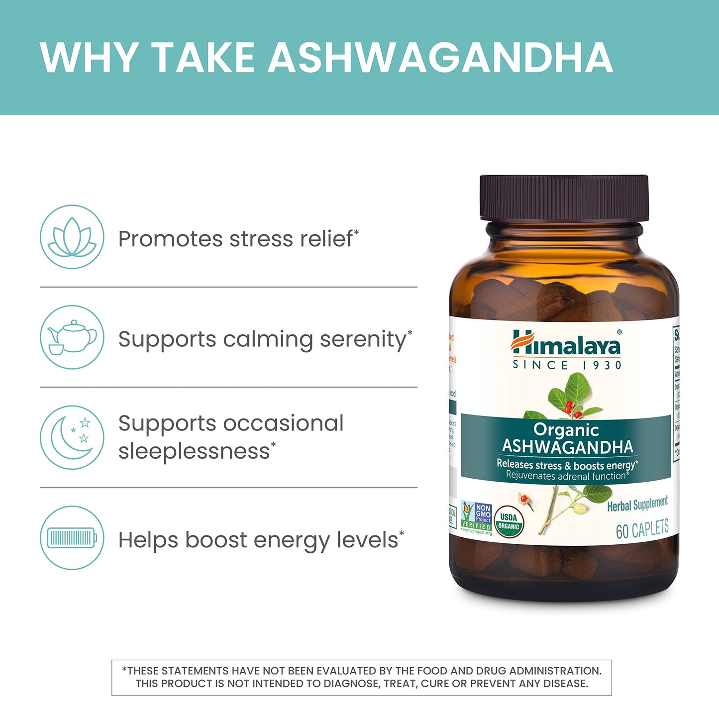Himalaya Organic Ashwagandha Root - 90 Day Supply | Stress & Adrenal Support