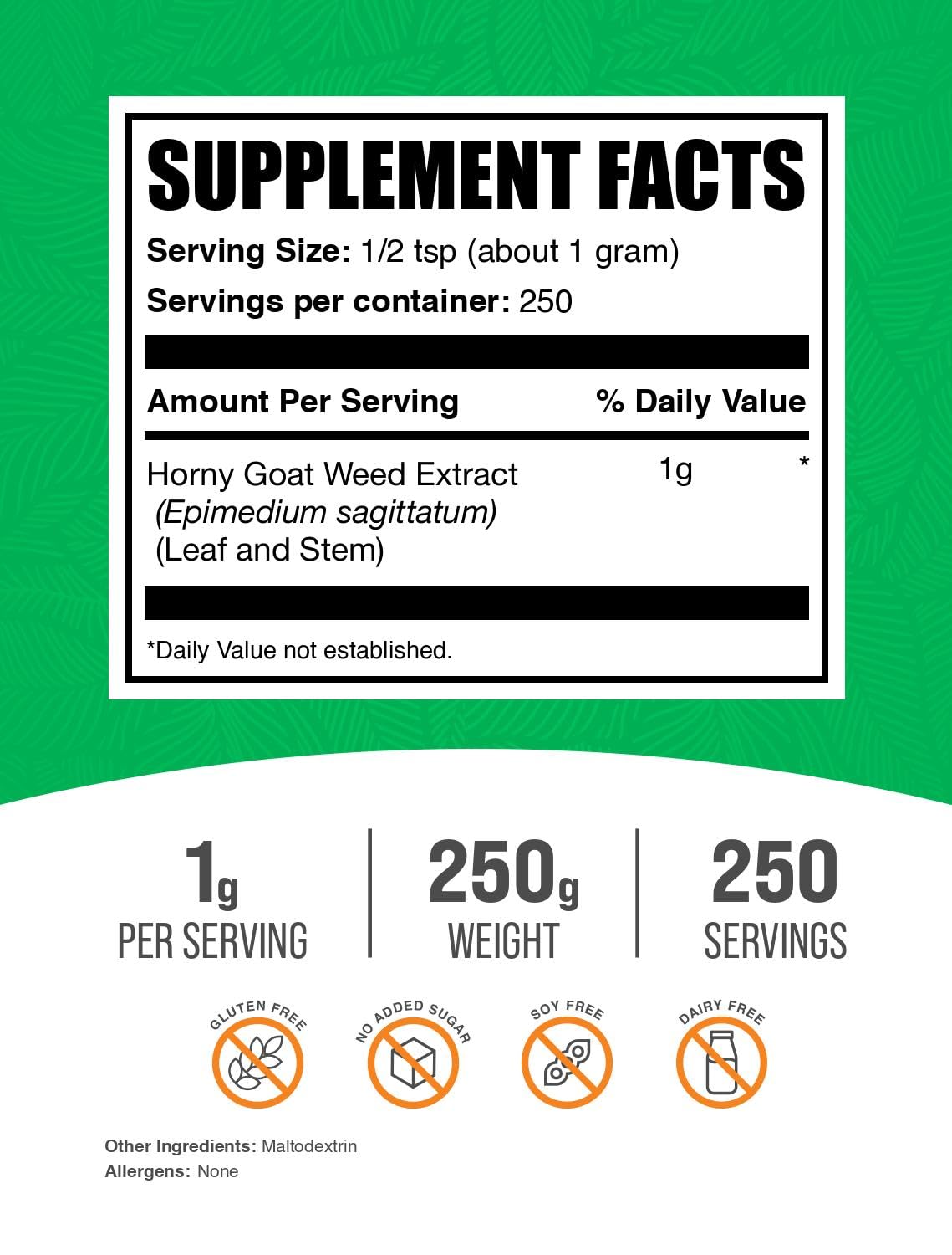 Horny Goat Weed Extract Powder – BulkSupplements.com | 250g, 1g Serving, Vegan & Gluten Free