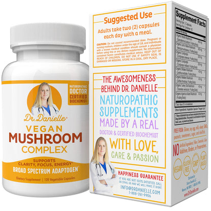 Organic Mushroom Complex for Immune Support - Lion's Mane, Cordyceps & Reishi | Dr. Danielle