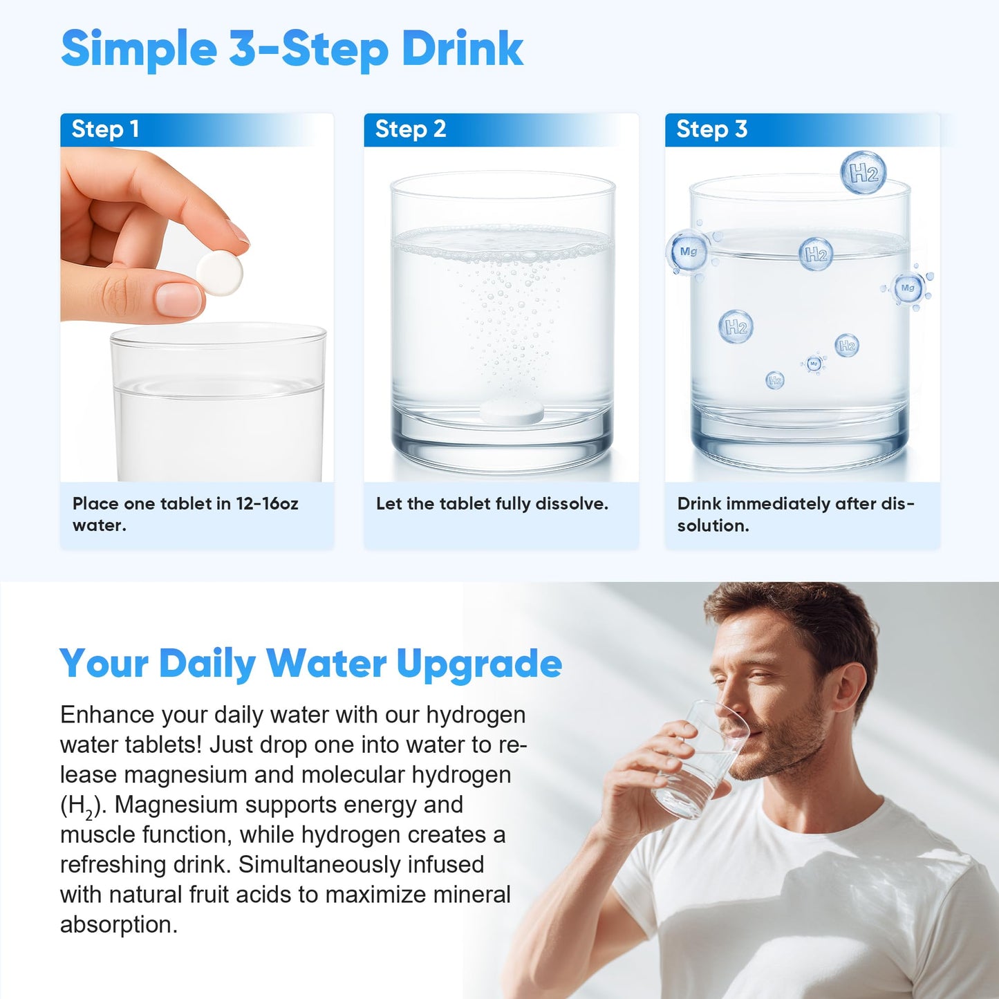 Molecular Hydrogen Tablets 8ppm (120 Count) with Magnesium