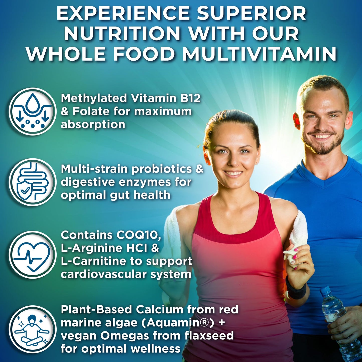 Vegan Whole Food Multivitamin with Iron – Methylated B-Complex, Non-GMO | 90 Count