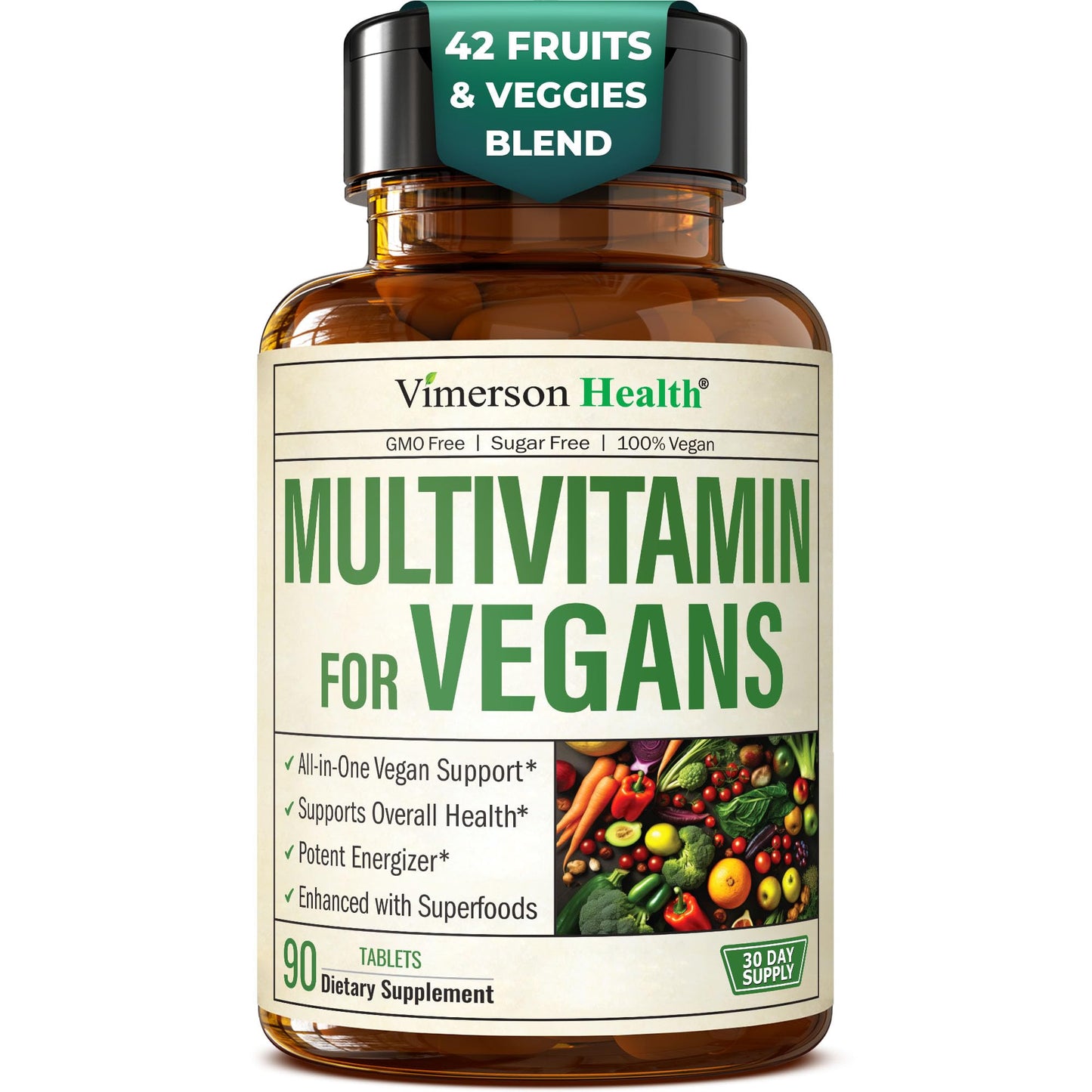 Vegan Multivitamin for Women & Men – 90 Tablets, 23 Essential Nutrients