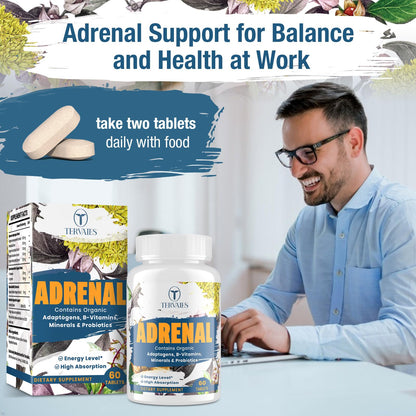 Adrenal Support Adaptogens – Cortisol Support with Rhodiola, Ashwagandha & Eleuthero | 60 Vegan Tablets