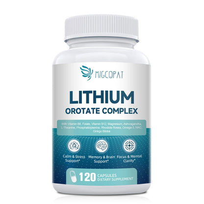 Lithium Orotate Complex – 7-in-1 Brain Health Support | Vegan, Non-GMO, 120 Capsules