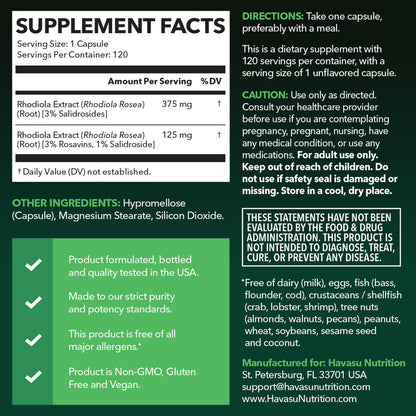 Rhodiola Rosea Supplement - 3% Salidrosides, 4-Month Supply