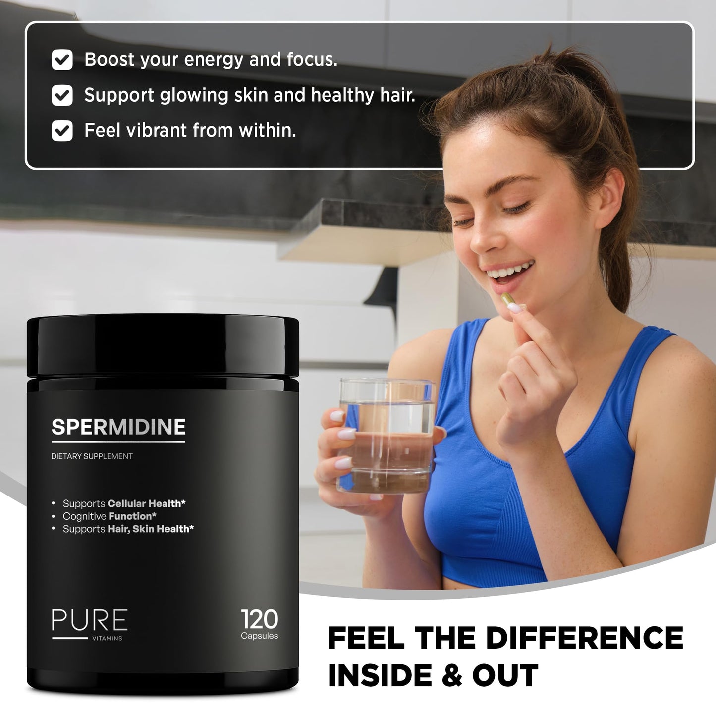 Spermidine Supplement 1000mg – 120 Capsules | Wheat Germ Extract | Cellular Renewal & Cognitive Support | Vegan, Non-GMO, Gluten-Free | Made in USA