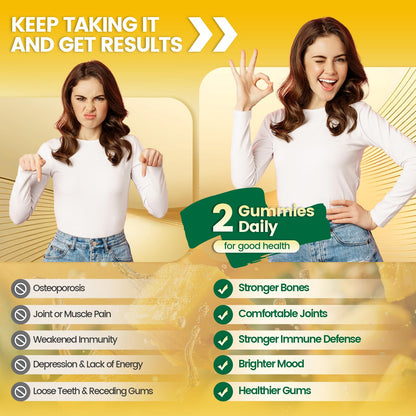 Vitamin D3 K2 Gummies 10000 IU + MK7-200 mcg | 60 Gummies