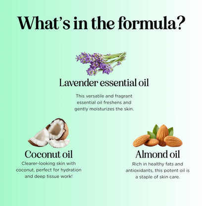 Lavender Massage Oil | Aromatherapy Full-Body Massage Oil for Men & Women – Coconut, Lavender & Sweet Almond | Vegan & Non-GMO