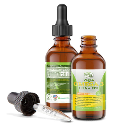 Potent & Organic Vegan Omega-3 Liquid Supplement – Algae DHA/EPA