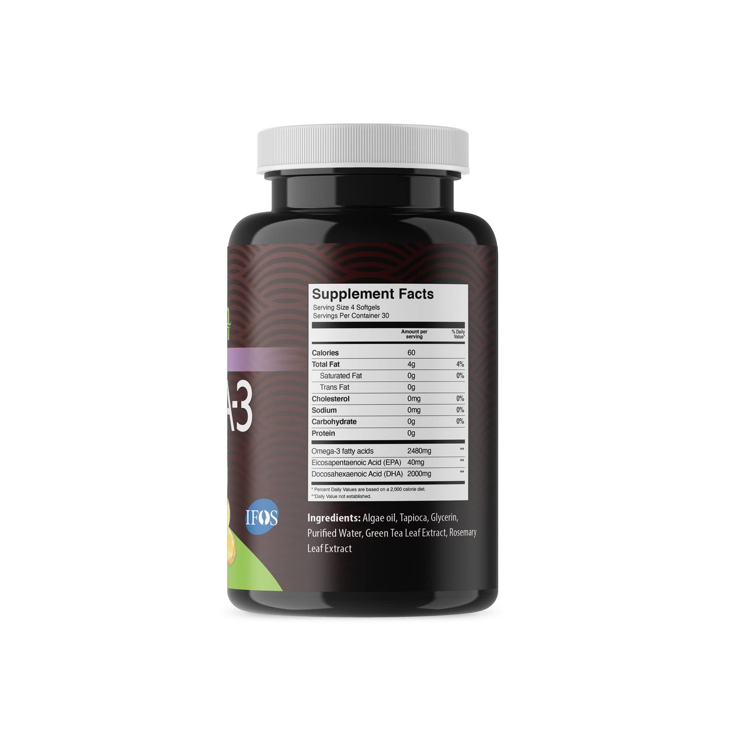Plant-Based Omega-3 EPA & DHA from Algae | Vegan, Organic | 120 Softgels