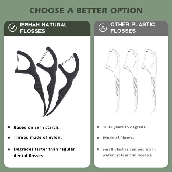Natural Dental Floss Picks (300 Count) – Kraft Box, Plant-Based, Vegan, Charcoal Twin Floss