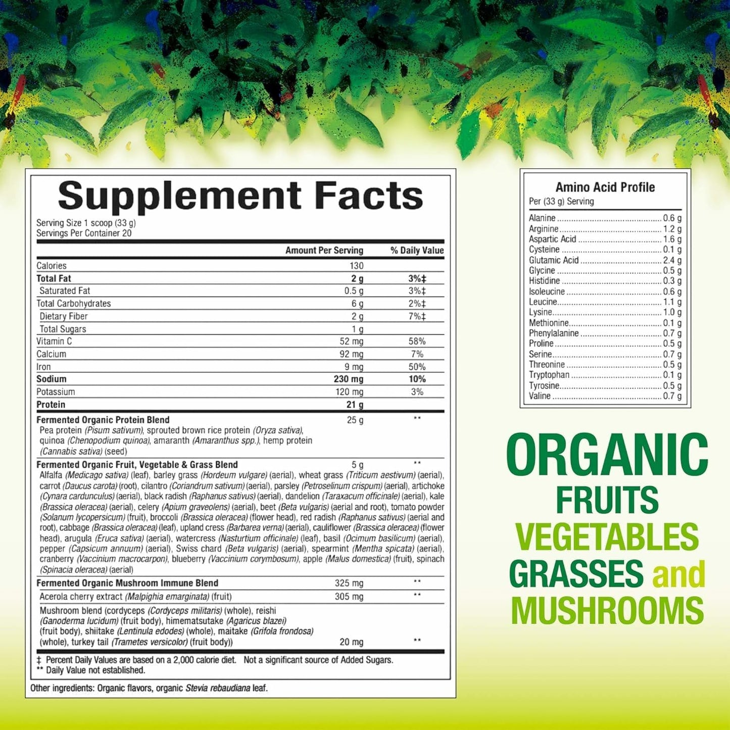 Whole Earth & Sea Organic Fermented Protein & Greens – Vegan Protein, Tropical, 1 lb 7.3 oz | Natural Factors