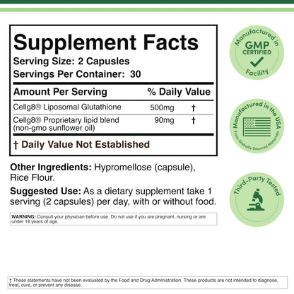 Liposomal Glutathione 500mg – 60 Vegan Capsules | Double Wood