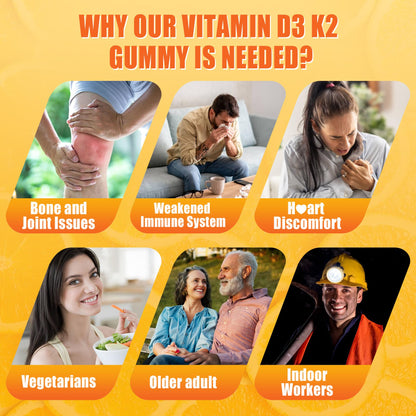 Vitamin D3 K2 Gummies 5000/10000IU with Omega-3 & MK-7 – Bone & Immune Support