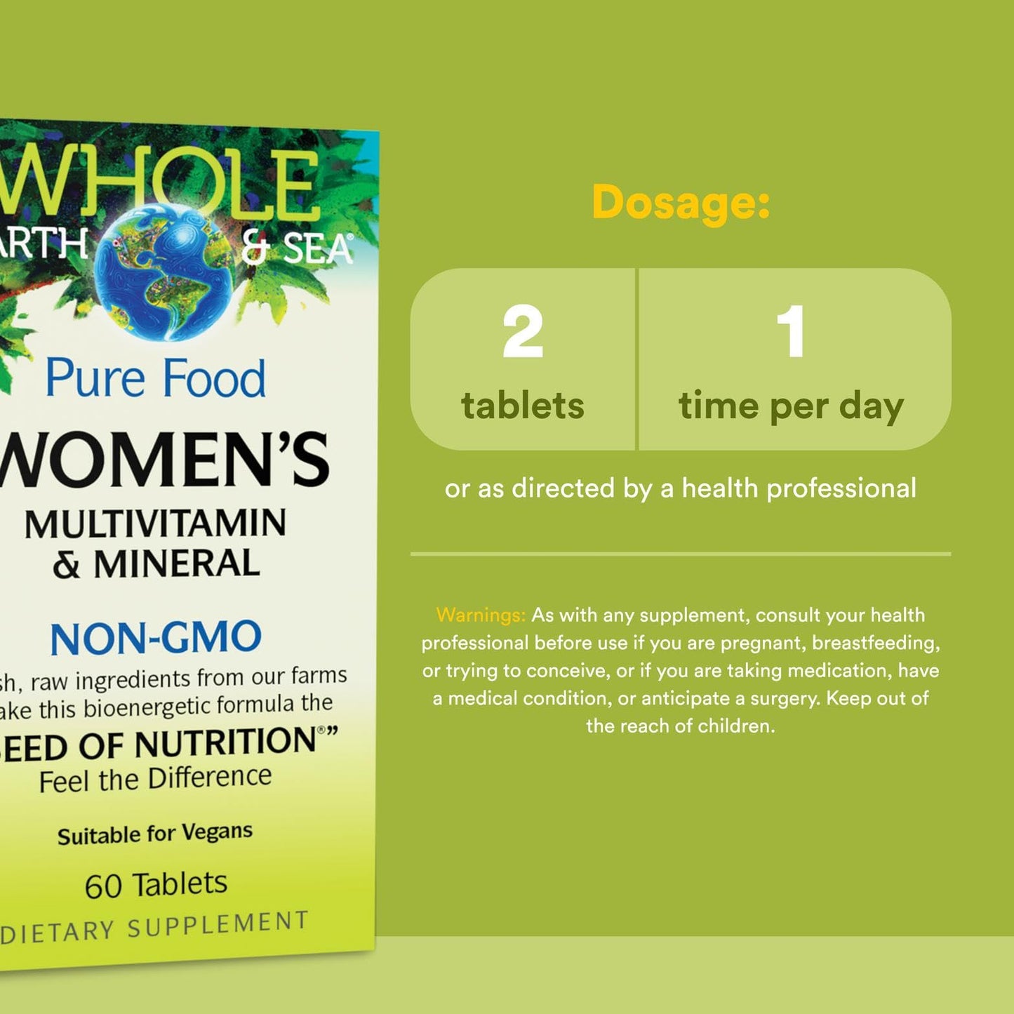 Whole Earth & Sea Women's Multivitamin & Mineral - Vegan, 60 Tablets
