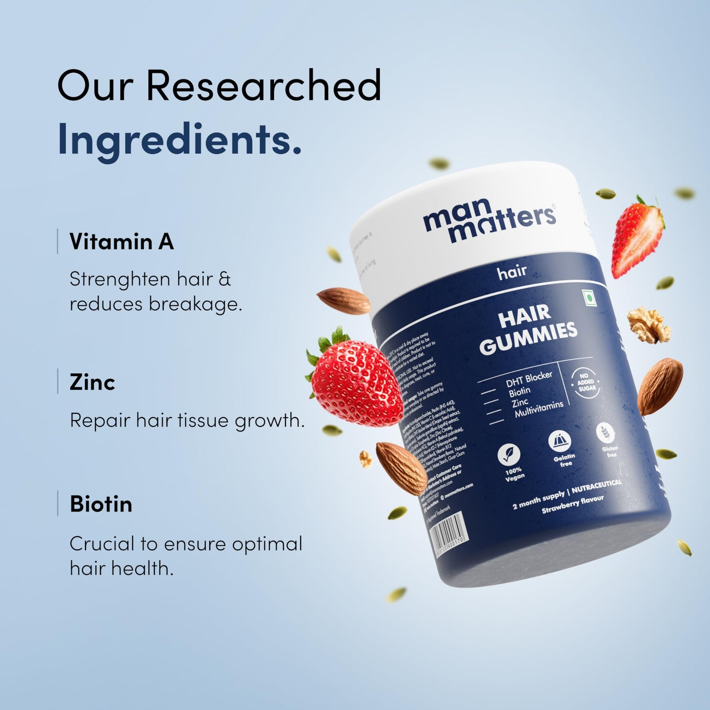 Man Matters Biotin Hair Gummy for Healthy Hair – No Sugar Added | 60 Gummies