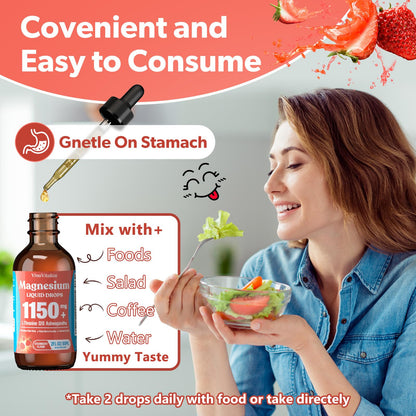 Magnesium Glycinate Liquid, Triple Magnesium Complex Liquid Drop, Magnesium Taurate & Citrate Liquid for Adults Calm Stress Support, Muscle Relaxation, Good Sleep