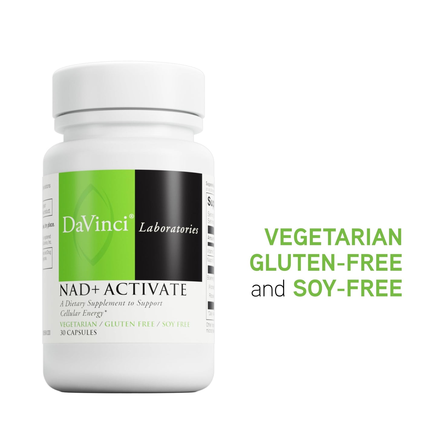 DAVINCI Labs NAD+ Activate – NAD+ Supplement with Vitamin C & Niacin | Brain Health & Cellular Energy