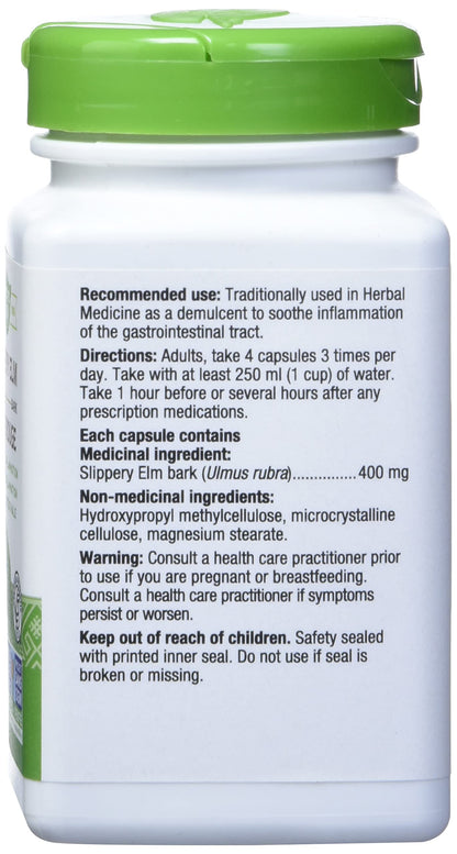 Nature's Way Slippery Elm Bark - 100 Vegetarian Capsules (2 Pack) | TRU-ID Certified, Non-GMO Project Verified