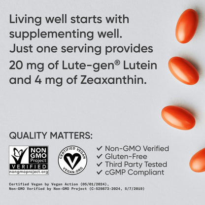 Sports Research Lutein & Zeaxanthin Capsules - Eye Health Support, 120 Veggie Softgels, Vegan & Non-GMO