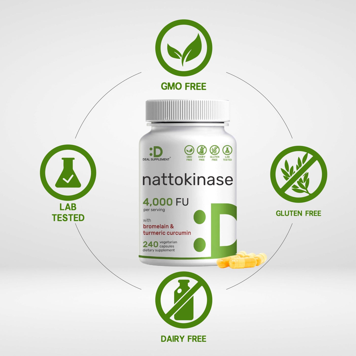 Nattokinase 4,000 FU – 240 Veggie Capsules | Heart Health & Digestion | Vegan