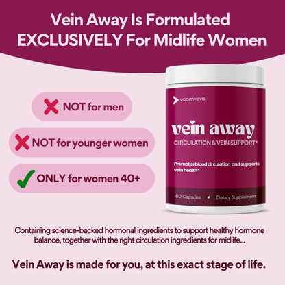 VoomVaya Vein Away – Vein Support & Circulation for Women 40+ | 60 Capsules