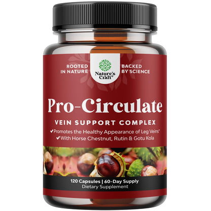 Vein Support for Legs — Leg Circulation & Varicose Relief | Vegan Non-GMO Mini Caps (2-Month)