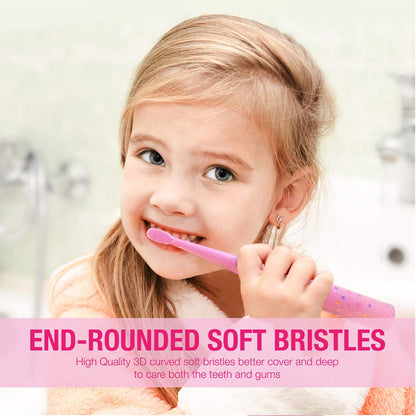 Vekkia Sonic Kids Replacement Heads - Pink 4 Pack, 7x Plaque Removal