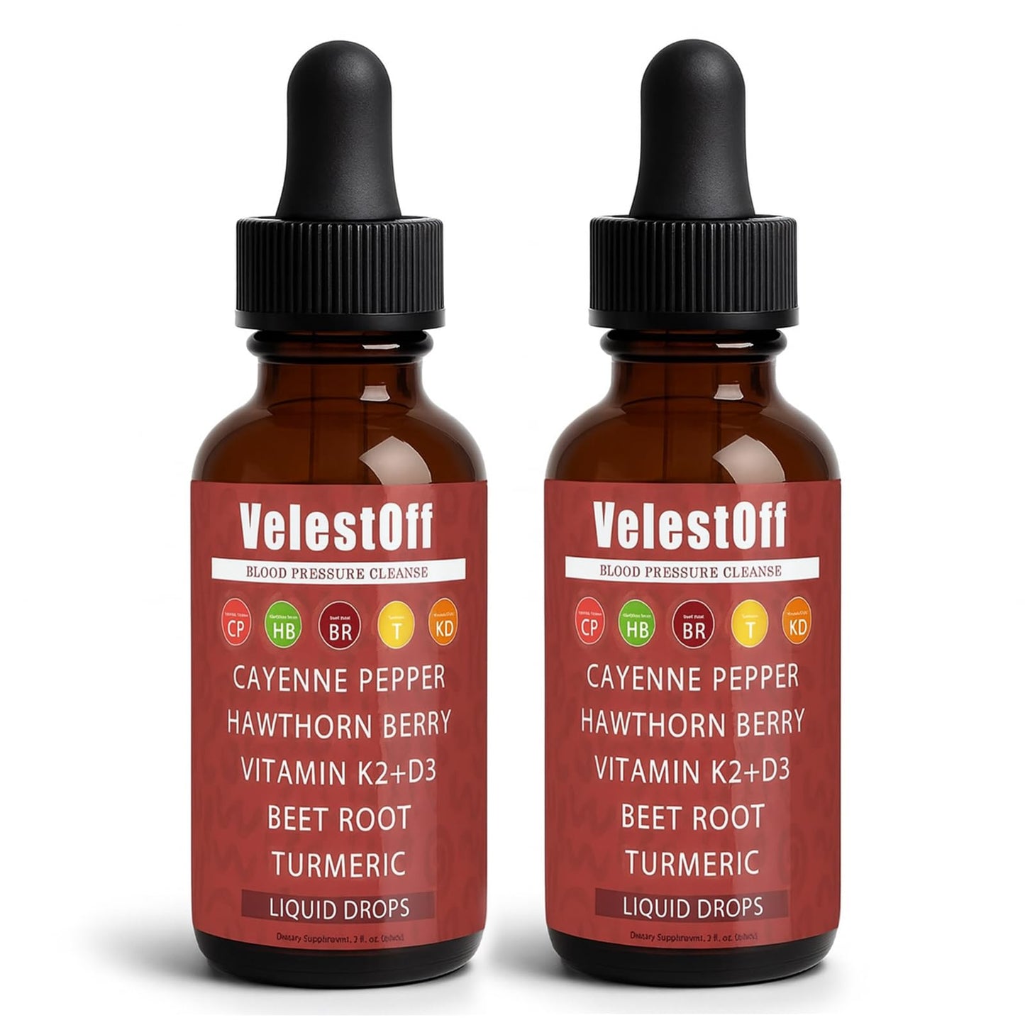 Velestoff Cayenne Pepper Drops – Organic Cayenne Pepper Liquid Supplement with Hawthorn, Beet Root, Turmeric, Vitamin K2+D3 & Berberine Extract | Improves Stamina & Boosts Energy