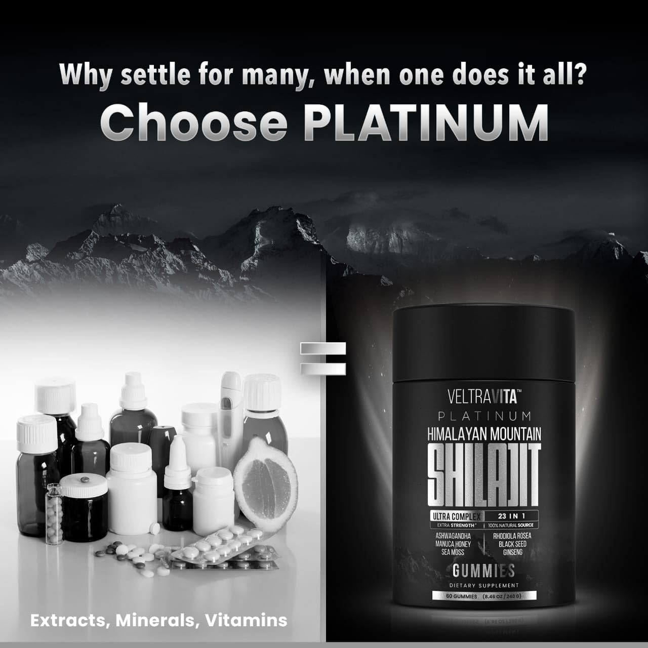 VeltraVita 28000 mg 23-in-1 Shilajit Gummies for Men – Lab-Tested, Sugar-Free