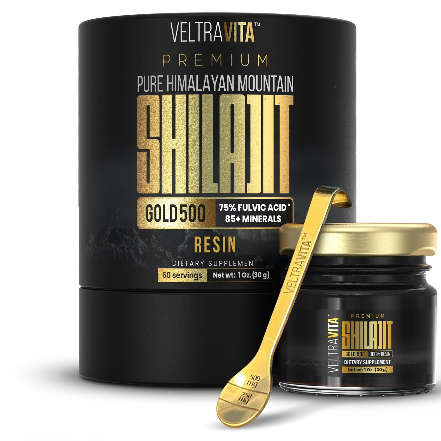 VELTRAVITA Himalayan Shilajit Resin Gold – High Potency, 85+ Trace Minerals, Lab Tested