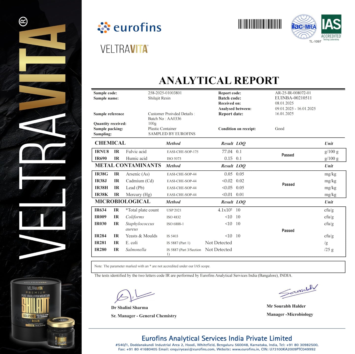 VELTRAVITA Himalayan Shilajit Resin Gold – High Potency, 85+ Trace Minerals, Lab Tested
