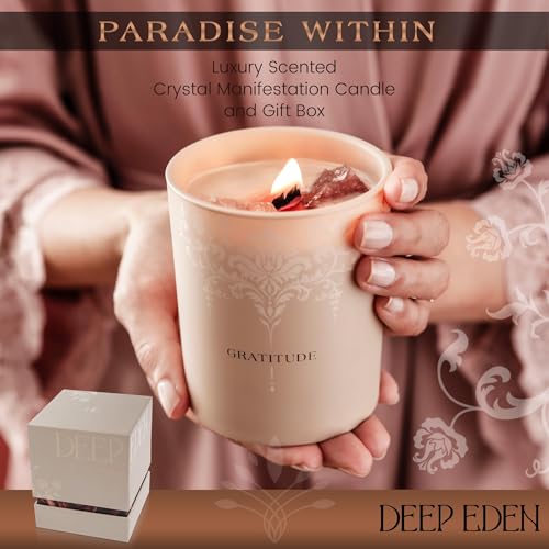 Luxury Crystal Candle for Women – Velvet Rose & Patchouli, Quartz Crystals