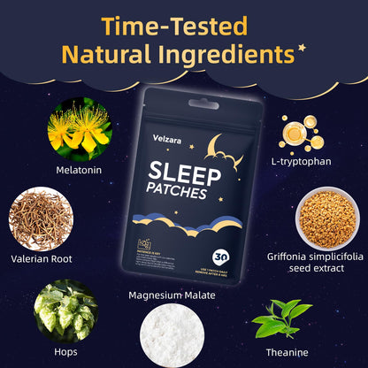Velzara Natural Sleep Patches Support A Peaceful Nights – Gentle & Convenient – 30 Patches