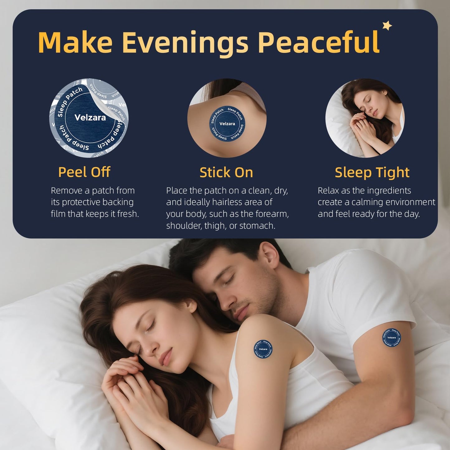 Velzara Natural Sleep Patches Support A Peaceful Nights – Gentle & Convenient – 30 Patches