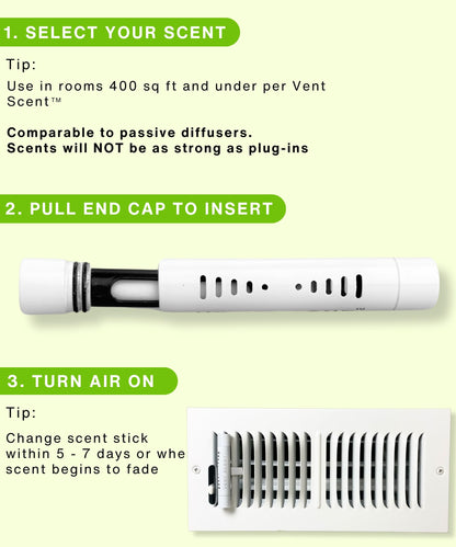 Vent Scent Whole Home Air Freshener | 10 Scented Sticks Included | Passive Diffuser