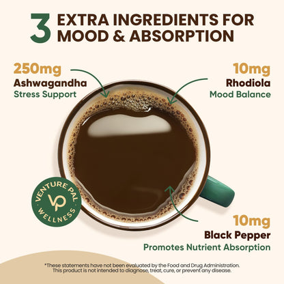 Venture Pal 16 in 1 Mushroom Powder – 90 Servings, 10:1 Extract, 100% Fruiting Bodies