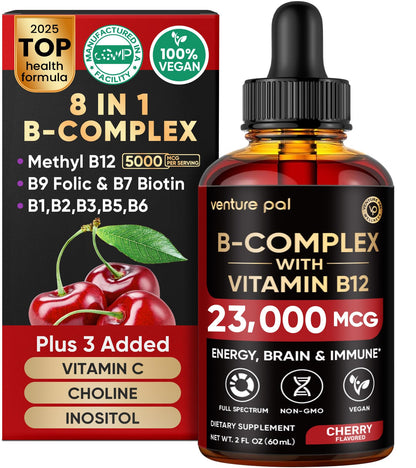 Venture Pal B Complex Liquid Drops – B12, B9 Folate, Immune & Energy Support