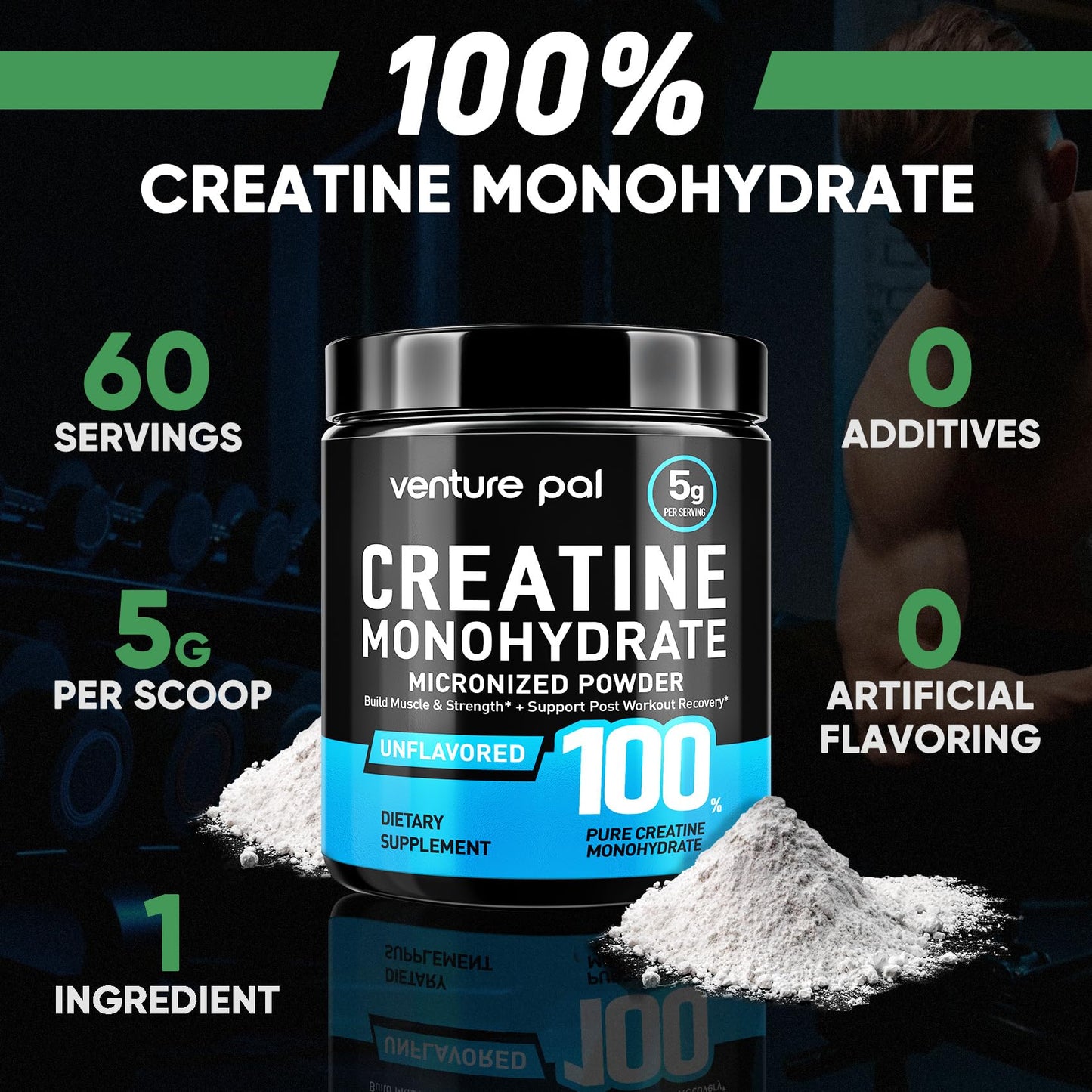 Venture Pal Micronized Creatine Monohydrate – Pure Unflavored Powder