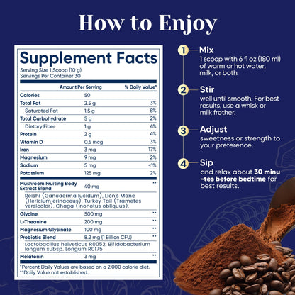 Venture Pal Mushroom Cocoa Powder with Melatonin 3mg – Sleep Support