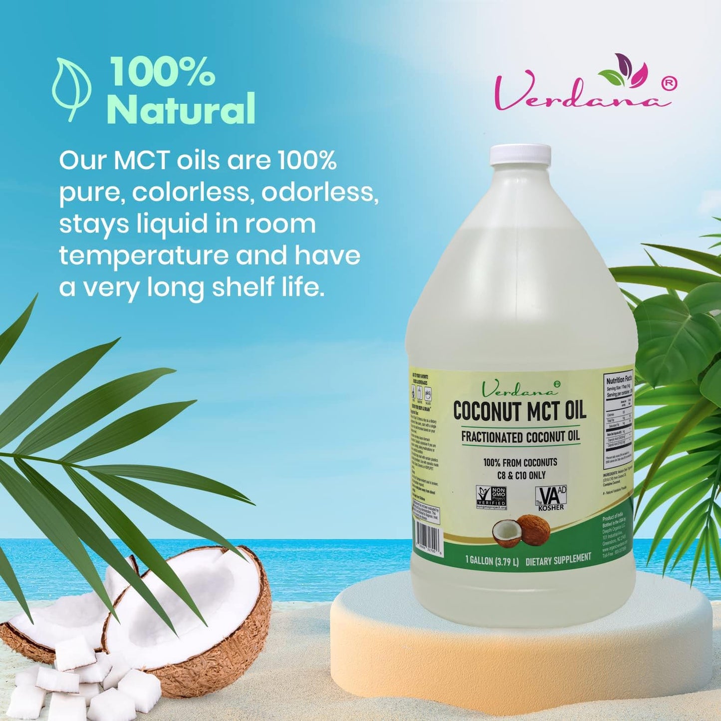 Verdana Coconut MCT Oil 1 Gallon – 100% Coconut, Keto Coffee & More