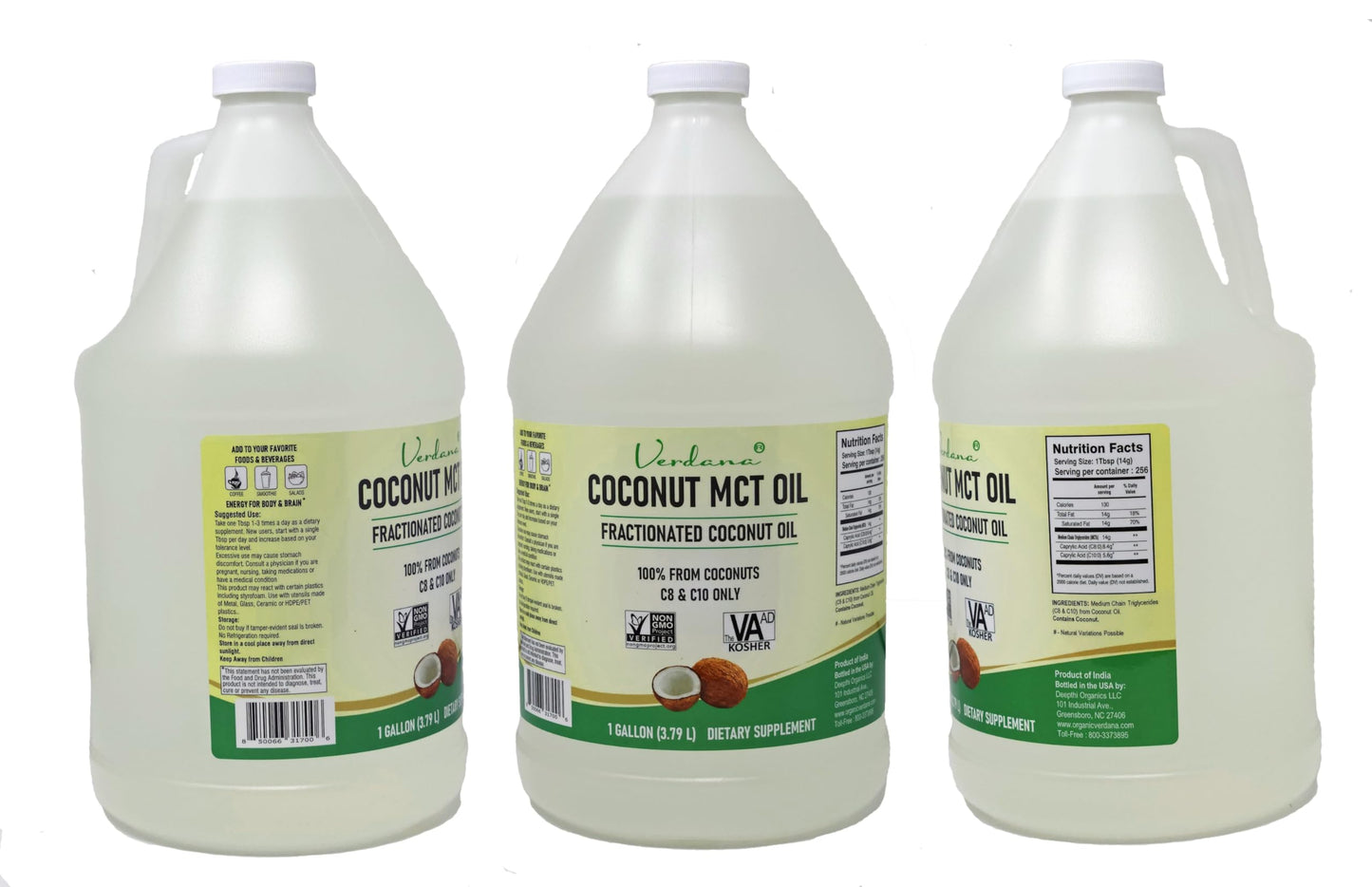 Verdana Coconut MCT Oil 1 Gallon – 100% Coconut, Keto Coffee & More