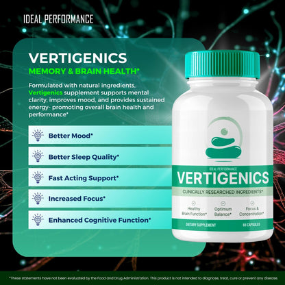 Vertigenics Brain Supplements – Memory & Focus (Advanced Formula, 5 Pack)