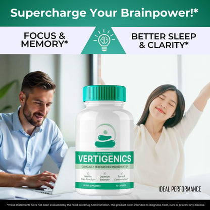 Vertigenics Brain Supplements – Memory & Focus (Advanced Formula, 5 Pack)
