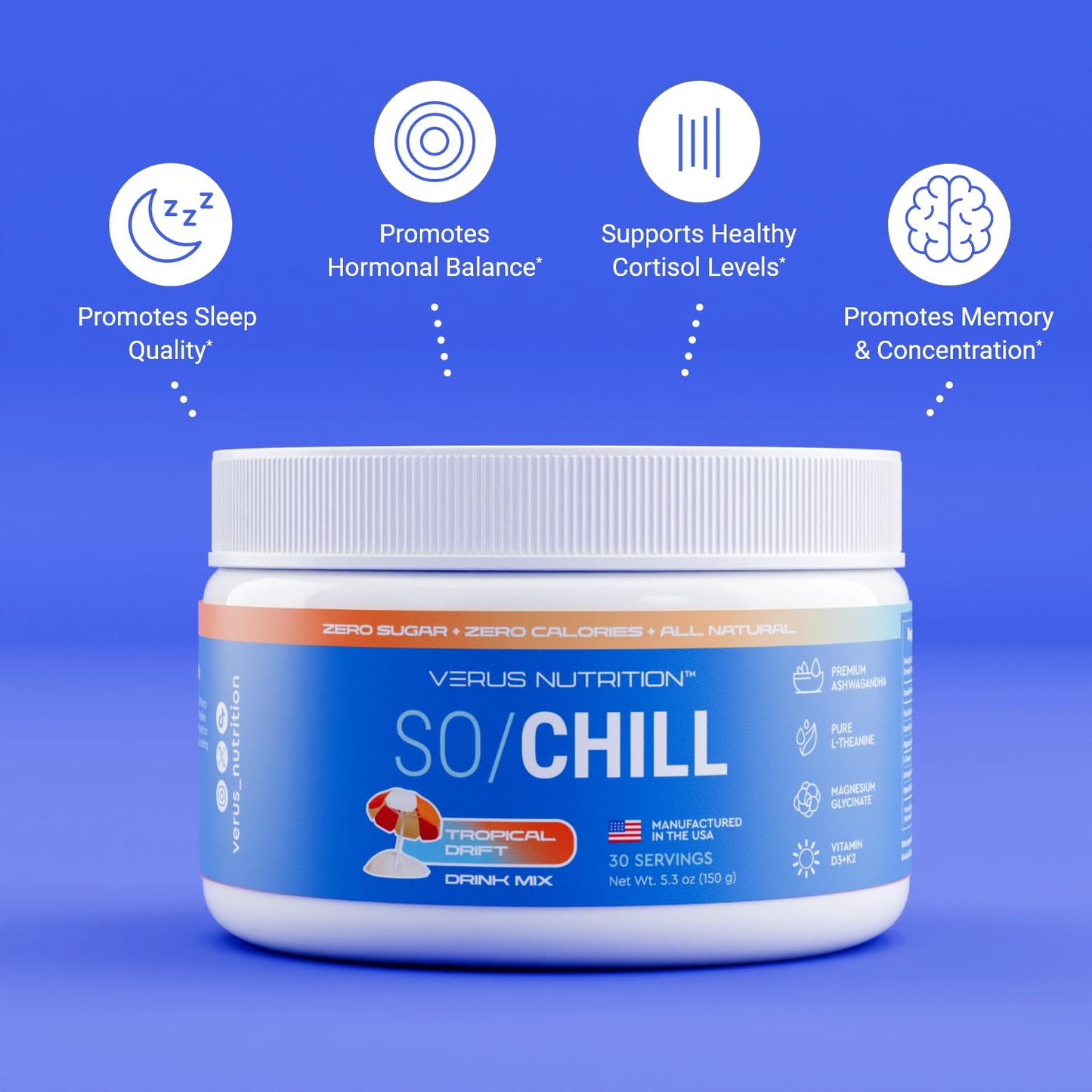VERUS NUTRITION SoChill Powdered Drink Mix – Tropical Drift (No Sugar)