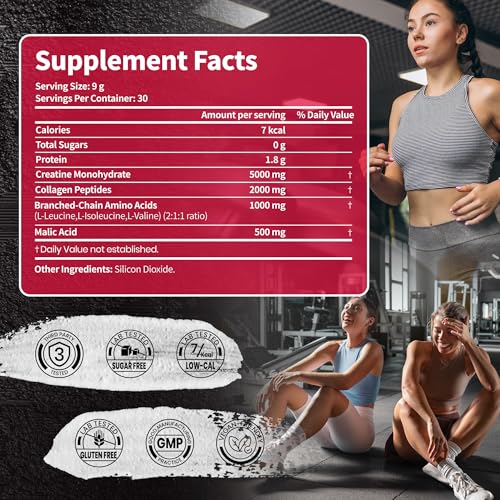 VEV Creatine Monohydrate for Women – Collagen & BCAAs, 9.5 oz, Sugar-Free